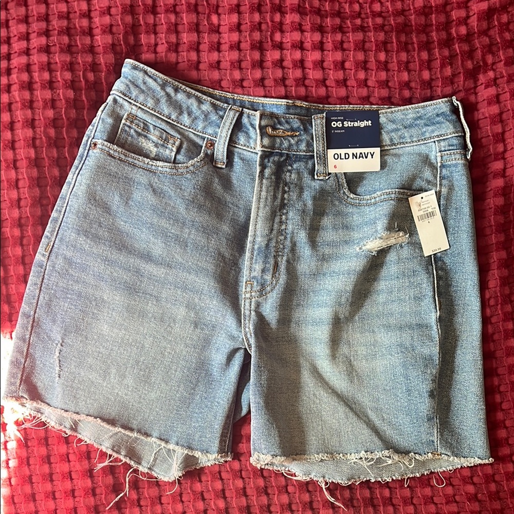 Old Navy High Rise OG Straight Jean Shorts, 5” inseam
